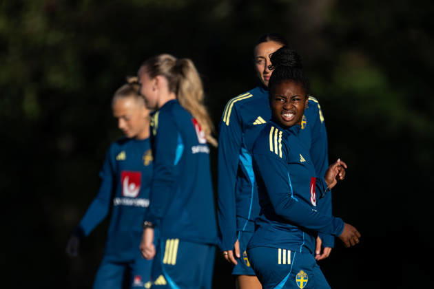 261006 Monica Jusu Bah of the Swedish women s national football team during a training session on October 6, 2026 in Stockholm. Photo: Emma Wallskog BILDBYRAN kod EW EW0714 fotboll football soccer fotball vm-kval kval fifa womens world cup qualifier qualifier träning practice training sverige sweden dam bbeng Copyright: EMMAxWALLSKOG BB261006EW020