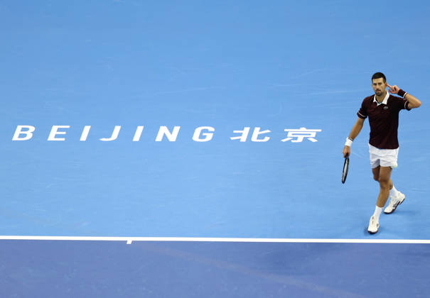 (261006) -- BEIJING, Oct. 6, 2026 -- Novak Djokovic of Serbia reacts during the men s singles final against Alex de Minaur of Australia at 2026 China Open tennis tournament in Beijing, China, Oct. 6, 2026. ) (SP)CHINA-BEIJING-TENNIS-CHINA OPEN-MEN S SINGLES-FINAL(CN) ZhangxChenlin