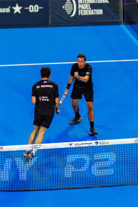 DÜSSELDORF, GERMANY - 6 OCTOBER 2026: Image shows the celebration of Francisco Navarro (ESP) and Martin Di Nenno (ARG) during CUPRA Germany Premier Padel P2 2026 Day 3 at CASTELLO Düsseldorf on 6 10 2026 in Düsseldorf, Germany. Germany Copyright: xFröhlichxPascalx
