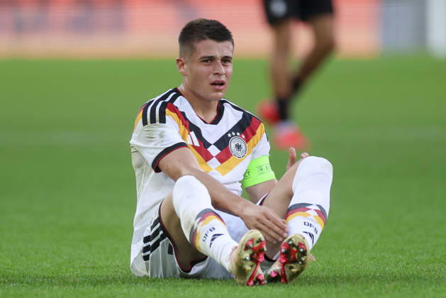 Nicolo Tresoldi (Germany) looks dejected during the UEFA Under21 EURO Qualifier, EM, Europameisterschaft between Germany U21, U 21 and Georgia U21 at Almstadion on October 6, 2026 in Bielefeld, Germany. (Photo by Marco Steinbrenner DeFodi Images) -
