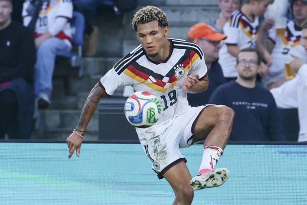 Paris Brunner (Germany) controls the ball during the UEFA Under21 EURO Qualifier, EM, Europameisterschaft between Germany U21, U 21 and Georgia U21 at Almstadion on October 6, 2026 in Bielefeld, Germany. (Photo by Marco Steinbrenner DeFodi Images) -
