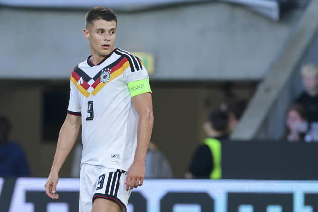 Nicolo Tresoldi (Germany) looks on during the UEFA Under21 EURO Qualifier, EM, Europameisterschaft between Germany U21, U 21 and Georgia U21 at Almstadion on October 6, 2026 in Bielefeld, Germany. (Photo by Marco Steinbrenner DeFodi Images) -