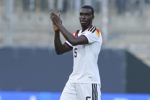 Joshua Quarshie (Germany) cheers during the UEFA Under21 EURO Qualifier, EM, Europameisterschaft between Germany U21, U 21 and Georgia U21 at Almstadion on October 6, 2026 in Bielefeld, Germany. (Photo by Marco Steinbrenner DeFodi Images) -