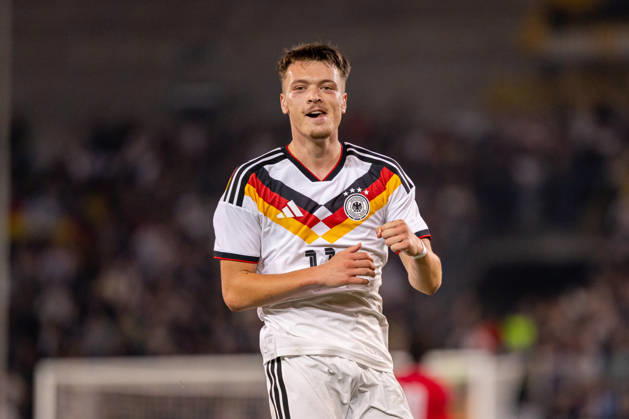 Dzenan Pejcinovic (Deutschland U21, U 21 11) jubelt ueber das Tor zum 2:0 GER, Deutschland (GER) vs. Georgien (GEO), Fussball, UEFA U21 EM-Qualifikation, Gruppe F, 13. Spieltag, Spielzeit 2026 2027, 06.10.2026 GER, Deutschland (GER) vs. Georgien (GEO), Fussball, UEFA U21 EM-Qualifikation, Gruppe F, 13. Spieltag, Spielzeit 2026 2027, 06.10.2026 Bielefeld Copyright: xEibner-Pressefoto JanxRollingerx EP_JSK