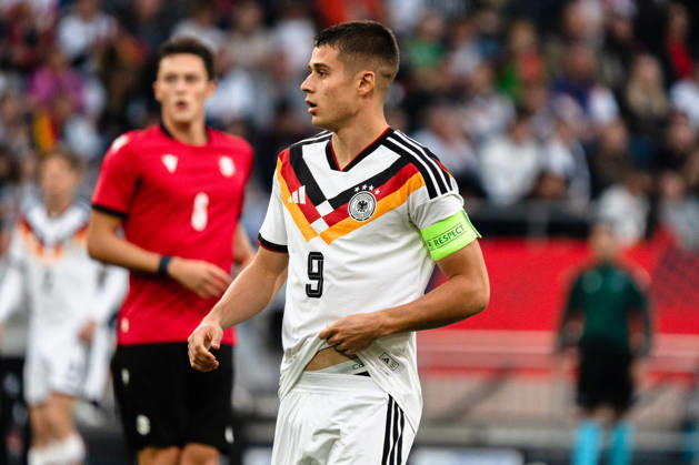 Deutschland: U21, U 21 EM-Qualifikation 2026 2027, Deutschland U21 vs. Georgien U21, Nationalmannschaft, DFB Länderspiel Dienstag 27.03.2026, Schüco Arena, Bielefeld Nicolo Tresoldi Copyright: xCelinaxLeiersx
