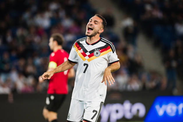 U21, U 21 EM-Qualifikation: Deutschland - Georgien, 06.10.2026 Arijon IbrahimoviÄ‡ (Deutschland, 7) ärgert sich; Fußball, EM-Qualifikation U 21, 10. Spieltag: Deutschland vs. Georgien am 06.10.2026, Bielefeld DFB REGULATIONS PROHIBIT ANY USE OF PHOTOGRAPHS AS IMAGE SEQUENCES AND OR QUASI-VIDEO. Copyright: xBEAUTIFULxSPORTS Tonhäuserx