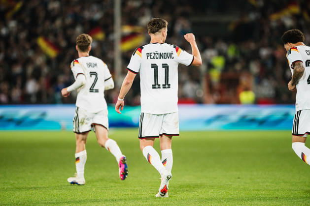 U21, U 21 EM-Qualifikation: Deutschland - Georgien, 06.10.2026 TOR, JUBEL zum 2:0 durch Dženan PejÄinović (Deutschland, 11); Fußball, EM-Qualifikation U 21, 10. Spieltag: Deutschland vs. Georgien am 06.10.2026, Bielefeld DFB REGULATIONS PROHIBIT ANY USE OF PHOTOGRAPHS AS IMAGE SEQUENCES AND OR QUASI-VIDEO. Copyright: xBEAUTIFULxSPORTS Tonhäuserx
