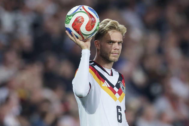 Leandro Morgalla (Germany) controls the ball during the UEFA Under21 EURO Qualifier, EM, Europameisterschaft between Germany U21, U 21 and Georgia U21 at Almstadion on October 6, 2026 in Bielefeld, Germany. (Photo by Marco Steinbrenner DeFodi Images) -