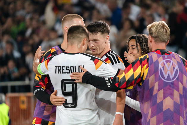 Deutschland: U21, U 21 EM-Qualifikation 2026 2027, Deutschland U21 vs. Georgien U21, Nationalmannschaft, DFB Länderspiel Dienstag 27.03.2026, Schüco Arena, Bielefeld Tor zum 2:0 durch Dzenan Pejcinovic Jubel Freude Emotionen Torjubel Nicolo Tresoldi Copyright: xCelinaxLeiersx