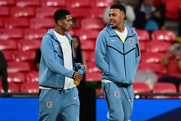 England v Czechia, UEFA Nations League England midfielder Jude Bellingham (10) with England forward Morgan Rogers (17) during the UEFA Nations League match between England and Czechia at Wembley Stadium, London, UK on 6 October 2026. London Wembley Stadium Greater London UK Editorial use only , Copyright: xDennisxGoodwinx PSI-24957-0006