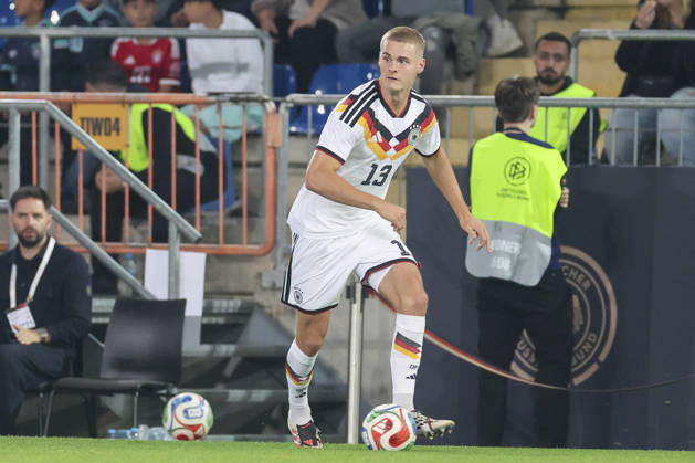 Tom Rothe (Germany) controls the ball during the UEFA Under21 EURO Qualifier, EM, Europameisterschaft between Germany U21, U 21 and Georgia U21 at Almstadion on October 6, 2026 in Bielefeld, Germany. (Photo by Marco Steinbrenner DeFodi Images) -