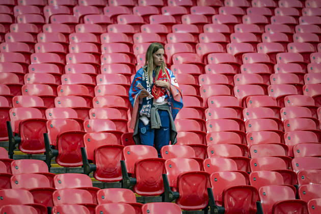 RECORD DATE NOT STATED 6th October 2026; Wembley Stadium, London, England; UEFA Nations League Football, England versus Czech Republic; An England fan waits for the players to arrive GodfreyxPitt