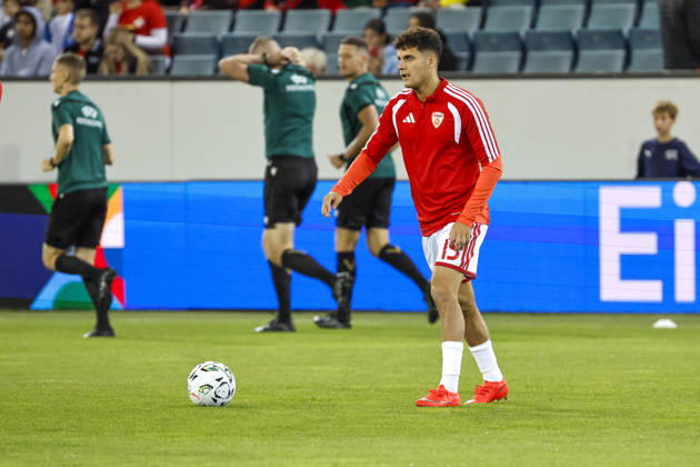 Agon Elezi (Nordmazedonien, 15) beim Aufwärmen vor Spielbeginn , Schweiz, UEFA , Nations League, Matchday 4, Schweiz vs. Nordmazedonien, 06.10.2026, Luzern Swissporarena Schweiz Copyright: xGrantxHubbsx
