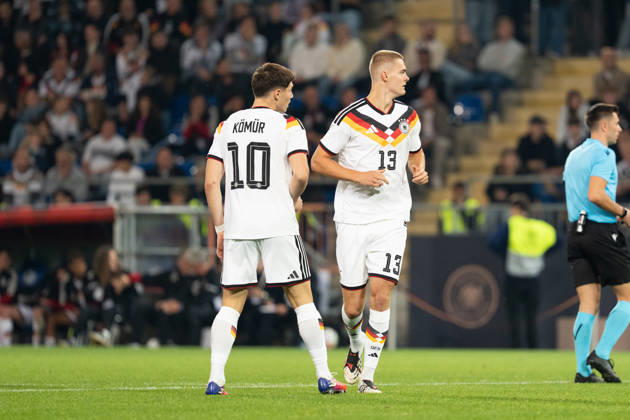 06.10.2026, GER, Deutschland U21, U 21 vs Georgien U21 Mert Kömür (Deutschland U21, 10) Tom Rothe (Deutschland U21, 13) Bielefeld SchücoArena Bielefeld Deutschland Copyright: xnordphotoxGmbHx xChristianxSchulzex