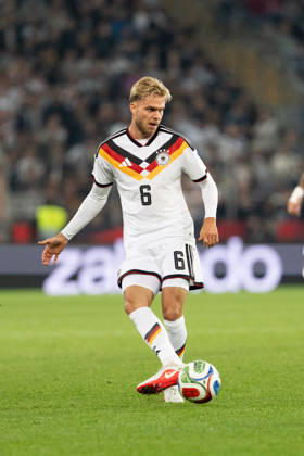 06.10.2026, GER, Deutschland U21, U 21 vs Georgien U21 Leandro Morgalla (Deutschland U21, 6) Einzelaktion; Ganzkörper Ganzkoerper ; Ball am Fuss; Bielefeld SchücoArena Bielefeld Deutschland Copyright: xnordphotoxGmbHx xChristianxSchulzex