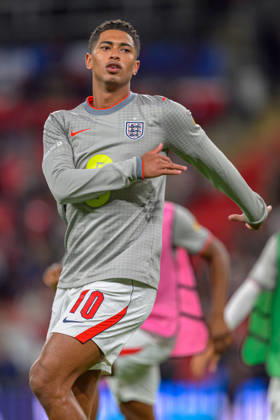 LONDON, ENGLAND OCTOBER 06 - Jude Bellingham of England during pre game warm up before the UEFA Nations League game between England and Czechia at Wembley Stadium on October 06, 2026 in London, England. (Photo by Keeran Marquis Sports Press Photo) Copyright: xKeeranxMarquis SPPx Sportspressphoto_SPR247136