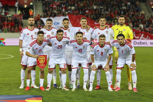 Mannschaftsbild, Teamfoto Nordmazedonien , Schweiz, UEFA , Nations League, Matchday 4, Schweiz vs. Nordmazedonien, 06.10.2026, Luzern Swissporarena Schweiz Copyright: xGrantxHubbsx