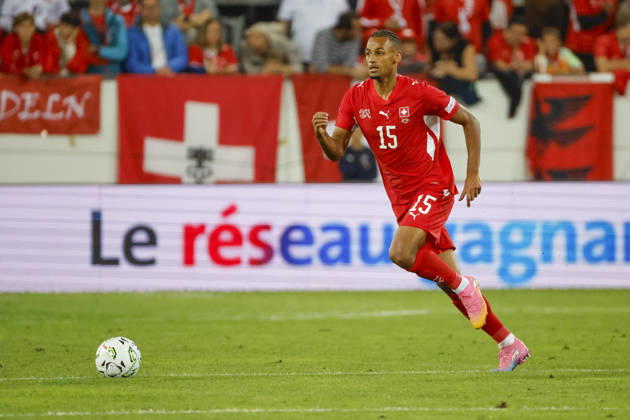 Djibril Sow (Schweiz, 15) am Ball , Schweiz, UEFA , Nations League, Matchday 4, Schweiz vs. Nordmazedonien, 06.10.2026, Luzern Swissporarena Schweiz Copyright: xGrantxHubbsx