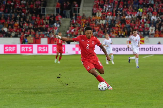 Luzern, Switzerland - October 06: Sascha Britschgi (2 SUI) during the UEFA Nations League match between Switzerland and North Macedonia at thermoplan arena on October 06, 2026 in Luzern, Switzerland. Copyright: xKjetilxWaberx xSPPx Sportspressphoto_SPR247193