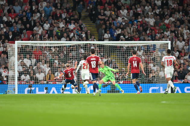 England take the lead in the first half through an own goal from Vladimir Coufal of Czechia after trying to clear a cross from Harry Kane of England during the Nations League match between England and Czechia at Wembley Stadium, London, England on 6 October 2026. Copyright: xPhilxHutchinsonx 45480006