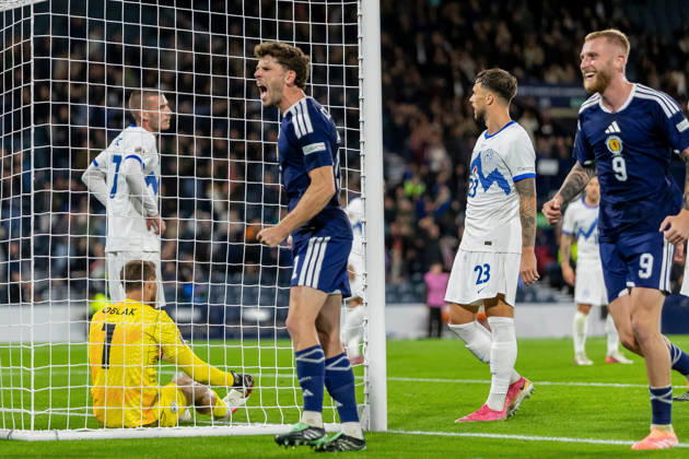 Scotland v Slovenia, UEFA Nations League GOAL! 1-0 Ryan Christie of Scotland national team, Nationalteam celebrates the opening goal during the UEFA Nations League League B Group B1 between Scotland and Slovenia. Barclays Hampden, Hampden Park, Glasgow, Scotland. 6 October 2026. Hampden Park Barclays Hampden Glasgow Scotland Editorial use only , Copyright: xColinxPoultneyx PSI-24964-0012