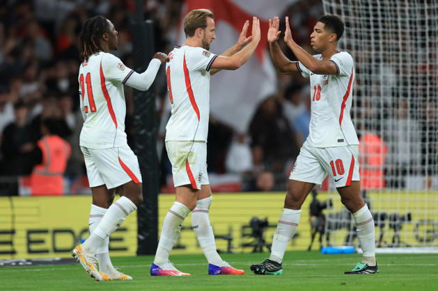 England v Czechia - UEFA Nations League 2026 27 Group A3 MD4 Eberechi Eze, Harry Kane and Jude Bellingham of England celebrate 2nd goal during the UEFA Nations League 2026 27 group phase match between England and Czechia at Wembley Stadium on October 6, 2026 in London, England. London Wembley Stadium England United Kingdom Copyright: xAllstarxPicturexLibraryxLtdx
