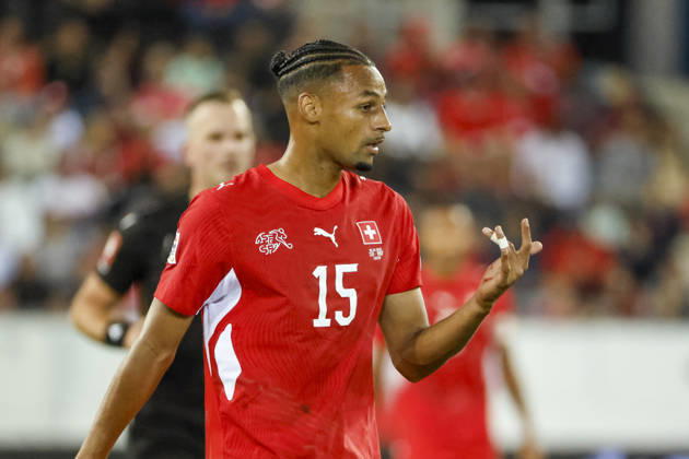 Djibril Sow (Schweiz, 15), Mimik, Gesichtsausdruck, Emotion , Schweiz, UEFA , Nations League, Matchday 4, Schweiz vs. Nordmazedonien, 06.10.2026, Luzern Swissporarena Schweiz Copyright: xGrantxHubbsx