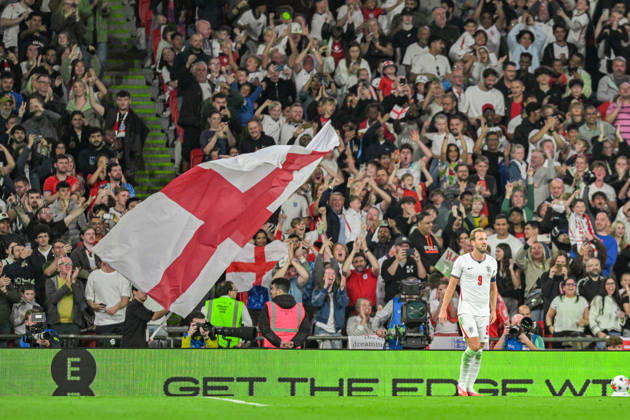 Harry Kane of England celebrates scoring close to the end of the first half during the Nations League match between England and Czechia at Wembley Stadium, London, England on 6 October 2026. Copyright: xPhilxHutchinsonx 45480015