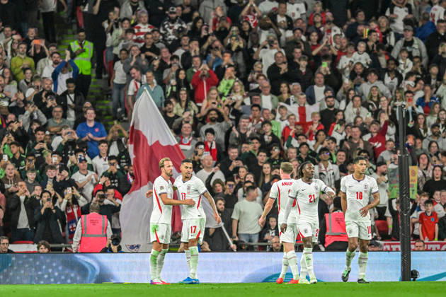 Harry Kane of England and his team celebrate his scoring close to the end of the first half during the Nations League match between England and Czechia at Wembley Stadium, London, England on 6 October 2026. Copyright: xPhilxHutchinsonx 45480016