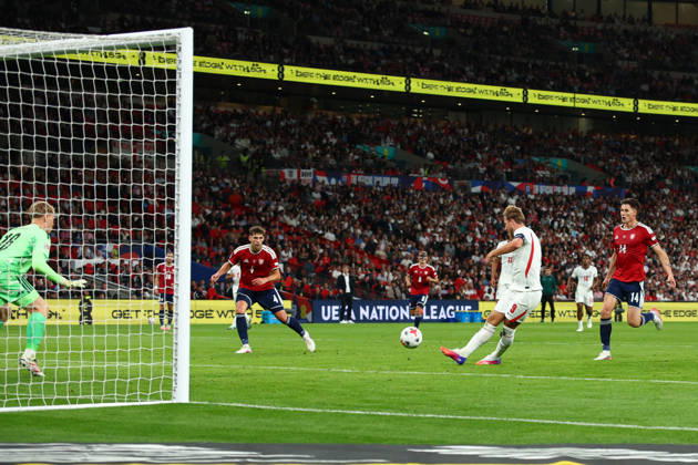 UEFA Nations League: England v Czech Republic LONDON, UK - 6th Oct 2026: Harry Kane of England scores his side s second goal during the UEFA Nations League Group A3 match between England and Czech Republic at Wembley Stadium London Wembley Stadium England United Kingdom Copyright: xCraigxMercerx xPeakxActionxPhotosx