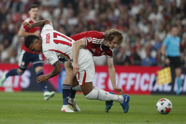 England v Czechia UEFA Nations League Morgan Rogers of England is fouled by Alex Kral of Czechia during the UEFA Nations League match at Wembley Stadium, London 06 10 2026 UK Newspapers OUT Copyright: xPaulxChestertonx FIL-24030-0027