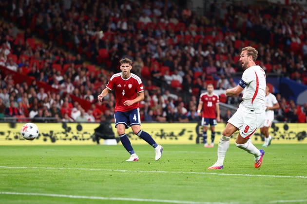 London, England, 6th October 2026. Harry Kane of England scores to make it 2-0 during the England vs Czech Republic UEFA Nations League match at Wembley Stadium, London. Picture credit should read: Paul Terry Sportimage EDITORIAL USE ONLY. No use with unauthorised audio, video, data, fixture lists, club league logos or live services. Online in-match use limited to 120 images, no video emulation. No use in betting, games or single club league player publications. SPI_028_PT_England__Czechia SPI-5055-0028