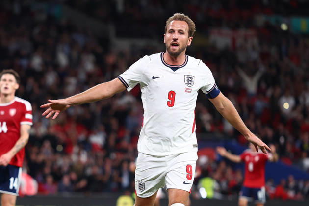 London, England, 6th October 2026. Harry Kane of England celebrates after scoring to make it 2-0 during the England vs Czech Republic UEFA Nations League match at Wembley Stadium, London. Picture credit should read: Paul Terry Sportimage EDITORIAL USE ONLY. No use with unauthorised audio, video, data, fixture lists, club league logos or live services. Online in-match use limited to 120 images, no video emulation. No use in betting, games or single club league player publications. SPI_033_PT_England__Czechia SPI-5055-0033