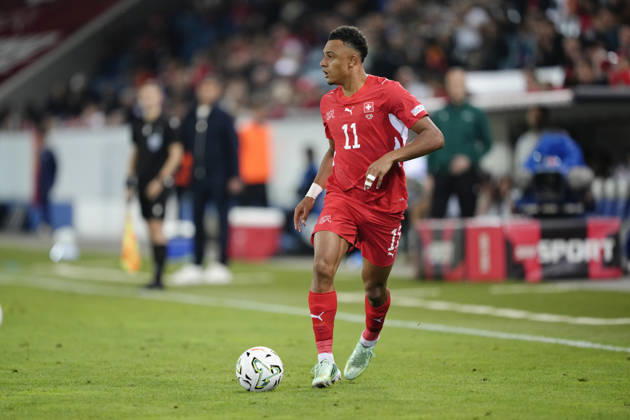 Luzern, Switzerland - October 06: Dan Ndoye (11 SUI) during the UEFA Nations League match between Switzerland and North Macedonia at thermoplan arena on October 06, 2026 in Luzern, Switzerland. Copyright: xKjetilxWaberx xSPPx Sportspressphoto_SPR247314