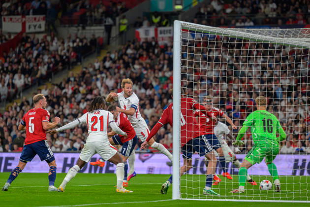 LONDON, ENGLAND OCTOBER 06 - Harry Kane of England scores the team s third goal to make score 3-0 during the UEFA Nations League game between England and Czechia at Wembley Stadium on October 06, 2026 in London, England. (Photo by Keeran Marquis Sports Press Photo) Copyright: xKeeranxMarquis SPPx Sportspressphoto_SPR247328