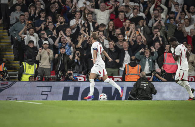 RECORD DATE NOT STATED 6th October 2026; Wembley Stadium, London, England; UEFA Nations League Football, England versus Czech Republic; Harry Kane of England celebrates after scoring in the 57th minute to make the score 3-0 GodfreyxPitt