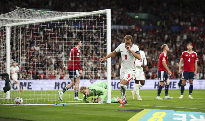 England v Czech Republic, UEFA Nations League, League A - Group 3 London, UK: England v Czech Republic, UEFA Nations League, League A - Group 3, Wembley Stadium. 6 October 2026 Photograph by Marc Aspland for The Times & The Sunday Times Harry Kane of England scores and celebrates scoring his 2nd and his teams 3rd goal 3-0  Copyright: xMarcxAsplandx NINTCHDBPICT001113853571