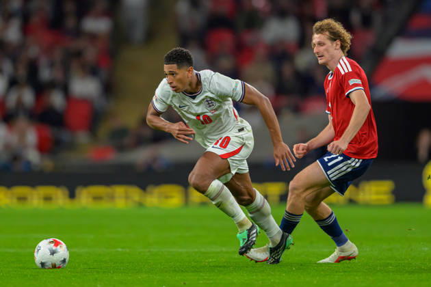 LONDON, ENGLAND OCTOBER 06 - Jude Bellingham of England during the UEFA Nations League game between England and Czechia at Wembley Stadium on October 06, 2026 in London, England. (Photo by Keeran Marquis Sports Press Photo) Copyright: xKeeranxMarquis SPPx Sportspressphoto_SPR247363