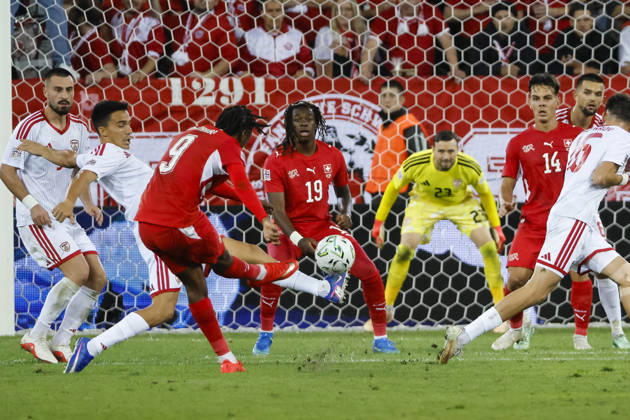 2:0 Tor fuer Schweiz durch Johan Manzambi (Schweiz, 09) , Schweiz, UEFA , Nations League, Matchday 4, Schweiz vs. Nordmazedonien, 06.10.2026, Luzern Swissporarena Schweiz Copyright: xGrantxHubbsx