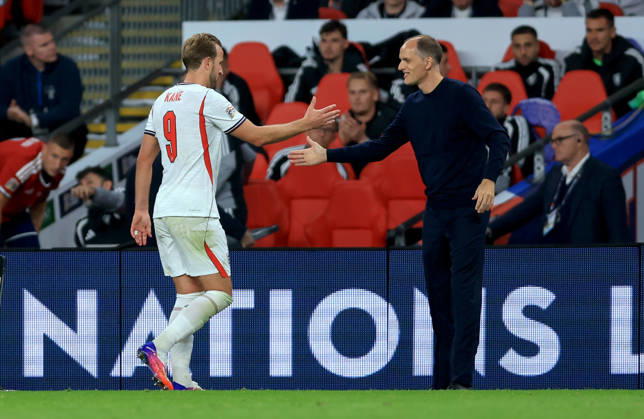 England v Czechia - UEFA Nations League 2026 27 Group A3 MD4 Harry Kane of England is substituted by Thomas Tuchel, Head coach of England during the UEFA Nations League 2026 27 group phase match between England and Czechia at Wembley Stadium on October 6, 2026 in London, England. London Wembley Stadium England United Kingdom Copyright: xAllstarxPicturexLibraryxLtdx
