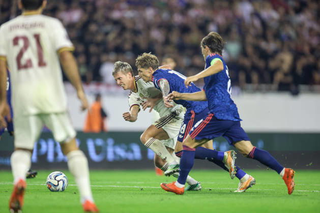 Croatia v Spain - UEFA Nations League 2026 27 Group A3 MD4 Dani Olmo of Spain and Kristijan Jakic of Croatia competes for the ball during the UEFA Nations League 2026 27 group phase match between Croatia and Spain at Stadion Poljud on October 6, 2026 in Split, Croatia. SanjinxStrukic PIXSELL