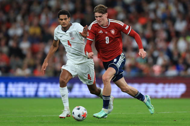 England v Czechia - UEFA Nations League 2026 27 Group A3 MD4 Jarell Quansah of England and Ryan Naderi of Czechia challenge during the UEFA Nations League 2026 27 group phase match between England and Czechia at Wembley Stadium on October 6, 2026 in London, England. London Wembley Stadium England United Kingdom Copyright: xAllstarxPicturexLibraryxLtdx