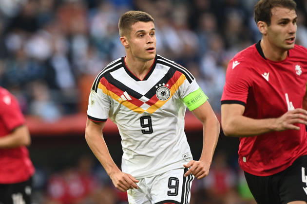 Nicolo TRESOLDI (GER) halbe Figur, Halbfigur, halber Koerper, Einzelbild, angeschnittenes Einzelmotiv, Fussball Laenderspiel, U21, U 21 EM-Qualifikation, Deutschland - Georgien 2-0 am 06.10.2026, Schueco-Arena Bielefeld, Â