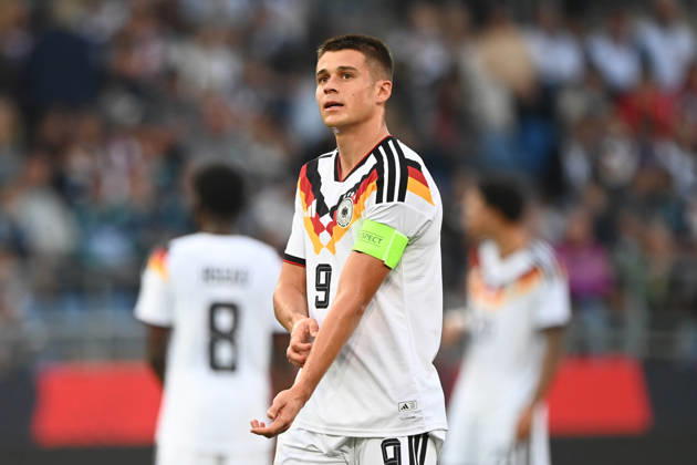 Nicolo TRESOLDI (GER) halbe Figur, Halbfigur, halber Koerper, Einzelbild, angeschnittenes Einzelmotiv, Fussball Laenderspiel, U21, U 21 EM-Qualifikation, Deutschland - Georgien 2-0 am 06.10.2026, Schueco-Arena Bielefeld, Â