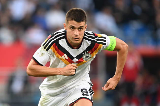 Nicolo TRESOLDI (GER) halbe Figur, Halbfigur, halber Koerper, Einzelbild, angeschnittenes Einzelmotiv, Fussball Laenderspiel, U21, U 21 EM-Qualifikation, Deutschland - Georgien 2-0 am 06.10.2026, Schueco-Arena Bielefeld, Â