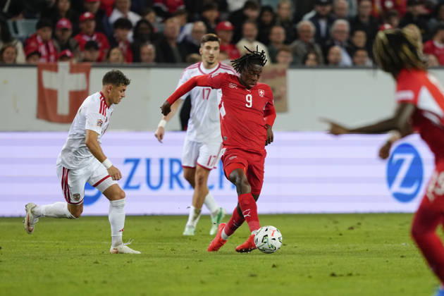 Luzern, Switzerland - October 06: Johan Manzambi (9 SUI) during the UEFA Nations League match between Switzerland and North Macedonia at thermoplan arena on October 06, 2026 in Luzern, Switzerland. Copyright: xKjetilxWaberx xSPPx Sportspressphoto_SPR247388