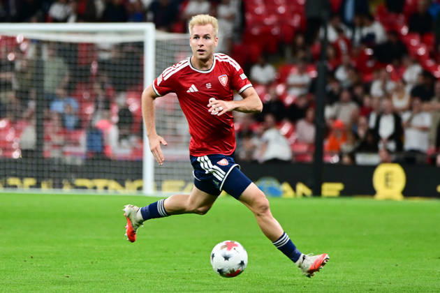 England v Czechia, UEFA Nations League Czechia defender Ondrej Zmrzly (3) sprints forward with the ball during the UEFA Nations League match between England and Czechia at Wembley Stadium, London, UK on 6 October 2026. London Wembley Stadium Greater London UK Editorial use only , Copyright: xDennisxGoodwinx PSI-24957-0070