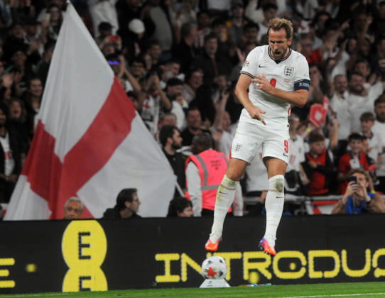 Football - 2026 2027 UEFA Nations League - League A, Group Three: England vs. Czechia (Czech Republic) - Wembley Stadium - Tuesday 6th October 2026 Harry Kane of England celebrates scoring goal no 2 