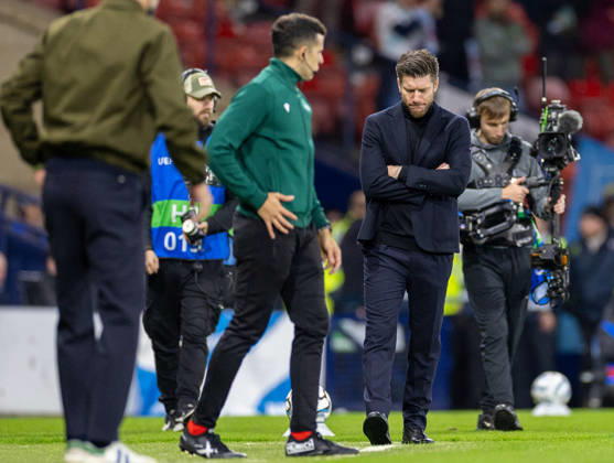 RECORD DATE NOT STATED 6th October 2026; Hampden Park, Glasgow, Scotland; UEFA Nations League Football, Scotland versus Slovenia; a dejected looking Scotland manager Sebastien Pocognoli VagelisxGeorgariou