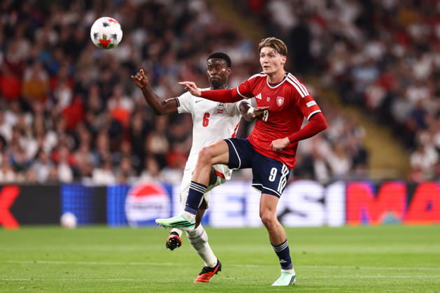 England v Czech Republic 06 October 2026, London - UEFA Nations League - England v Czech Republic - Marc Guehi of England and Ryan Naderi of Czechia - Photo: Jacques Feeney Offside. London UK Copyright: xJacquesxFeeneyx xOffsidexOffside